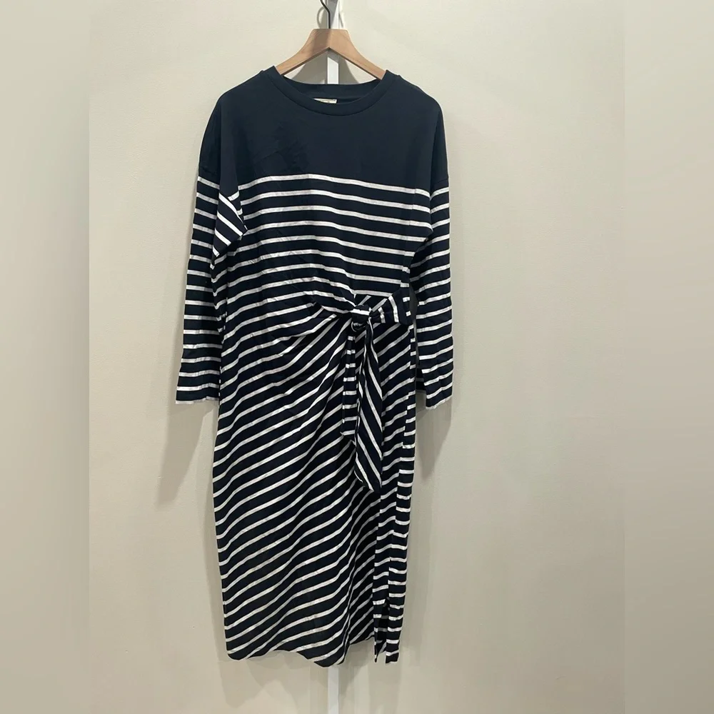 Madewell Side-Tie Knit Maxi Dress in‎ Stripe Size L - Picture 2 of 10